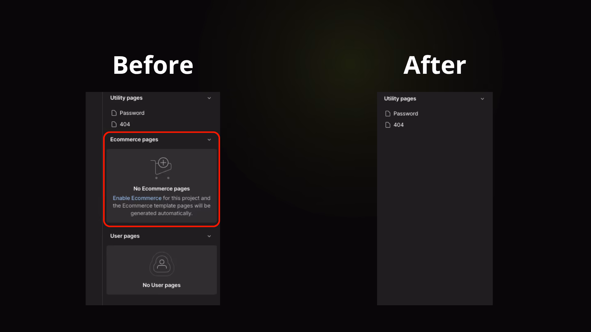 Hide Ecommerce pages