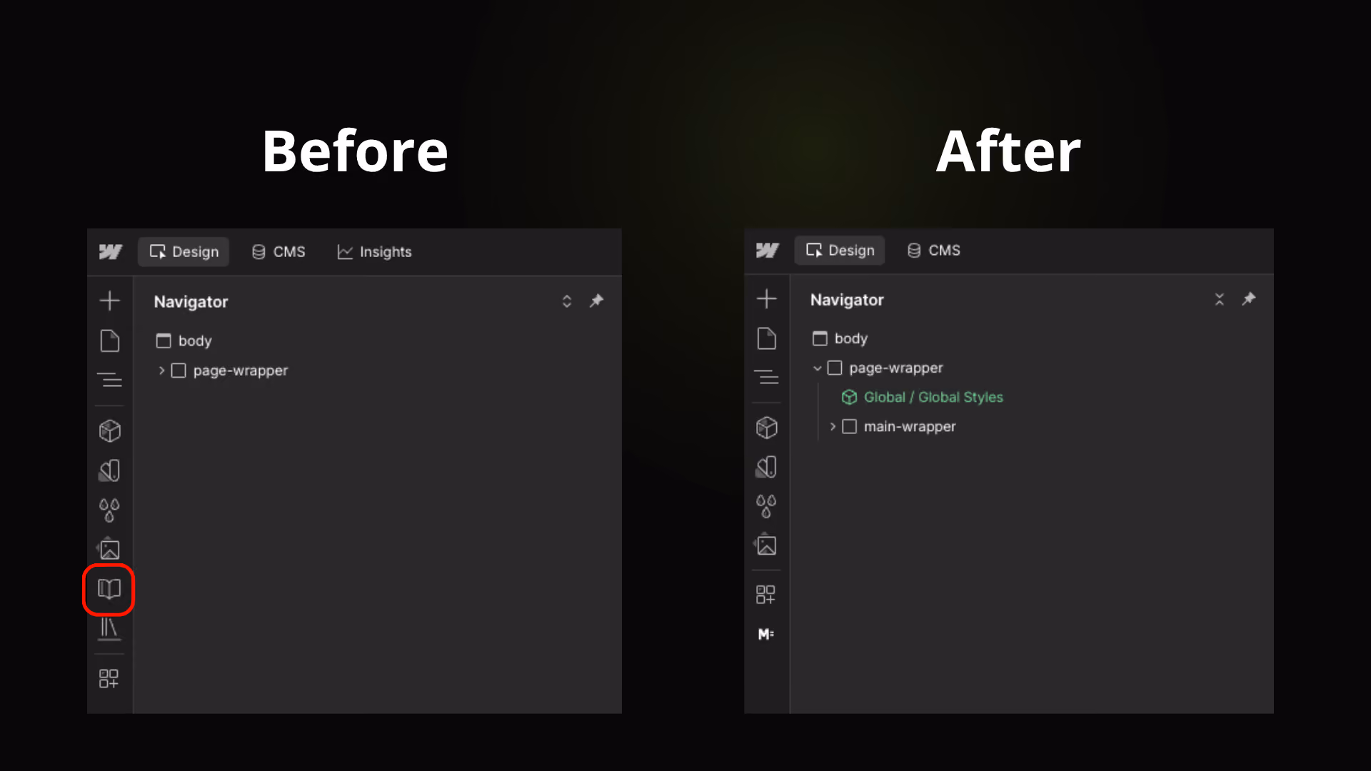 Hide Libraries button